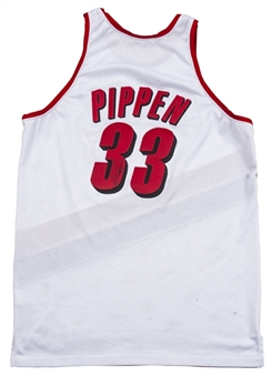 1999-2000 Scottie Pippen Game Used and Signed Portland Trail Blazers Home Jersey (JSA LOA)